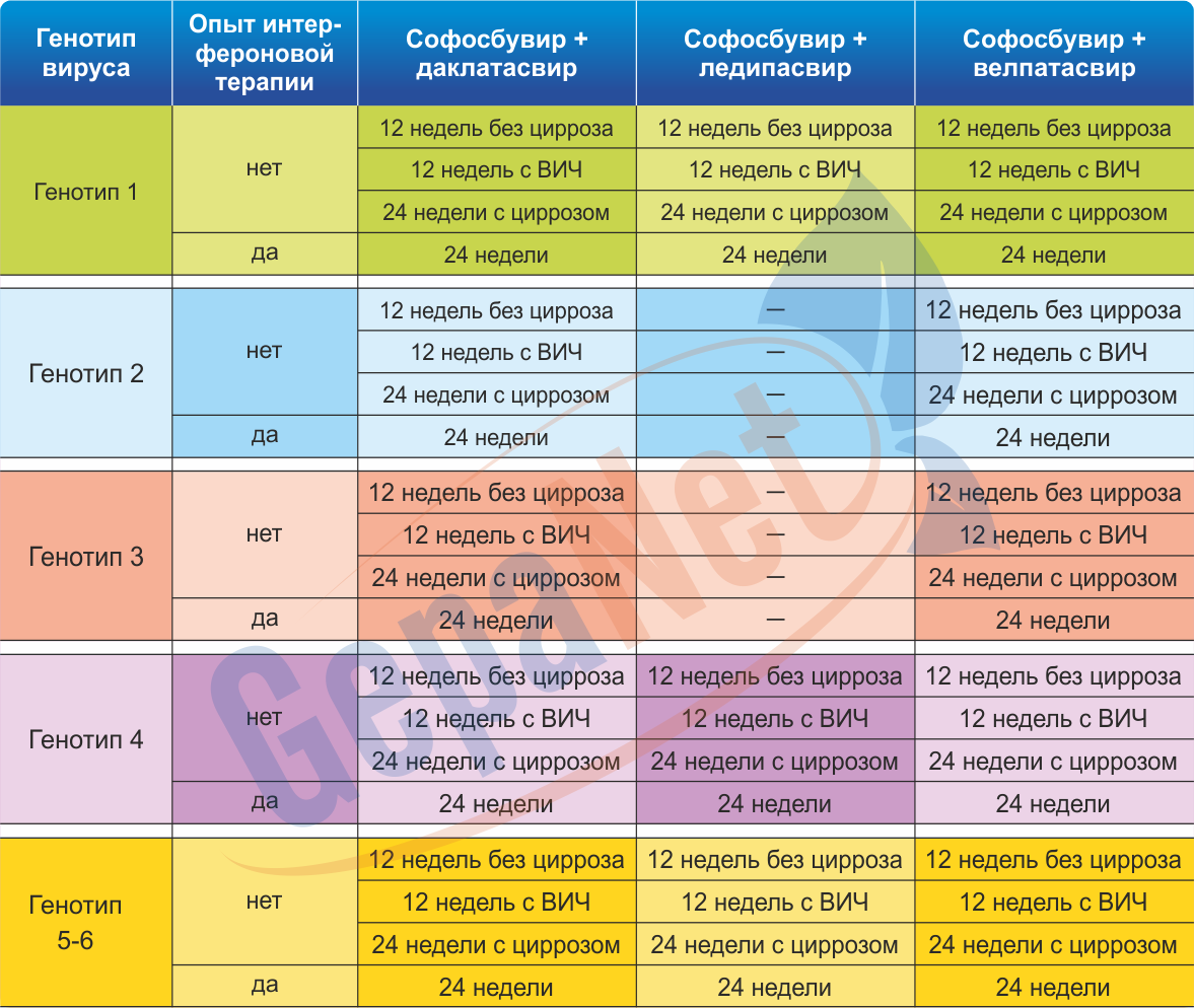 Схема лечения гепатита С